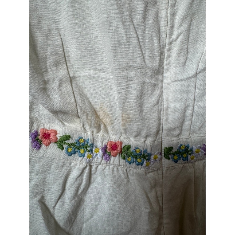 Show Me Your Mumu  Theia Floral Embroidered Linen Midi Dress White  Short Sleeve - Picture 5 of 6